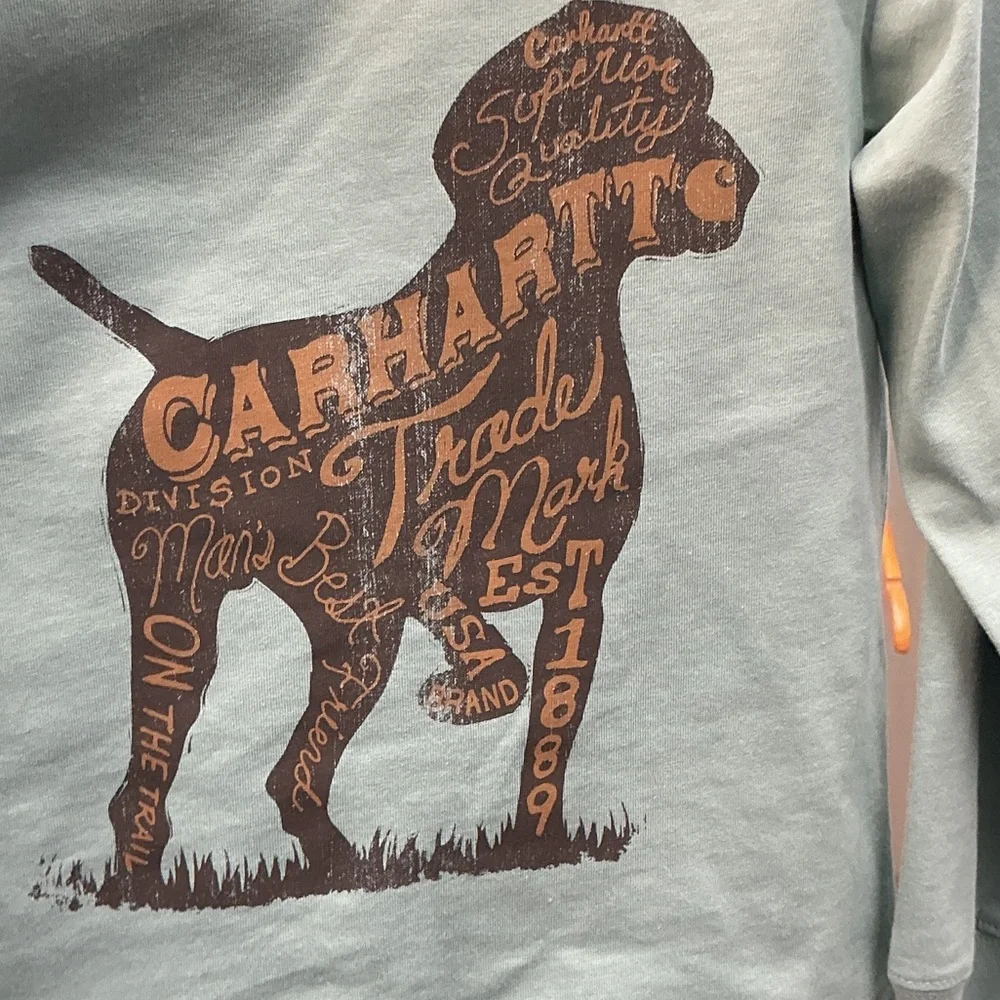 NWT Carhartt Kids Sz 3T Mint Dog Graphic LSS and Matching Denim Pant Set